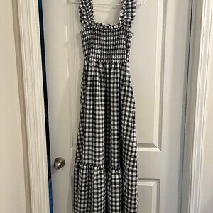 Gingham Navy and White Dress